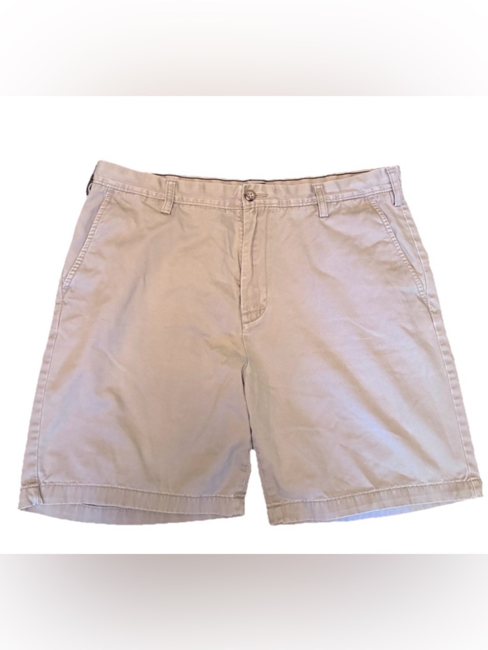 Nautica Men's Flat Front Chino Shorts in Khaki 100% Cotton, Size 38